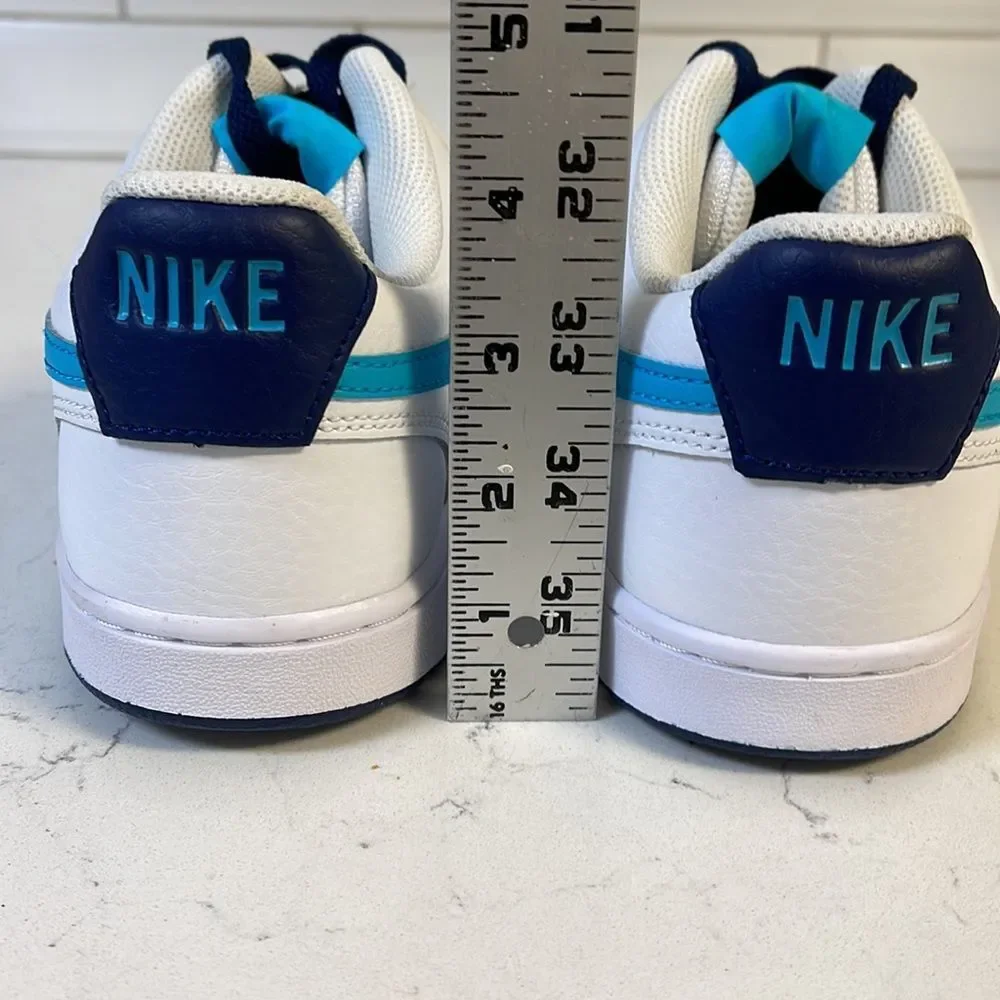 Men's Nike Court Vision Lo White/Turquoise Blue-Blue Void (DM1187 100) Sz 8.5